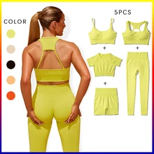 Sem costura conjunto de yoga roupa de treino esporte terno para as mulheres roupas de ginástica de duas peças de fitness colheita superior collants leggings