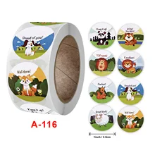 

500 Pieces / Roll of Reward Stickers for Kids You Did It Brilliant Well Done Sticker 8 Pattern Cute Animals Decoration UU Gift