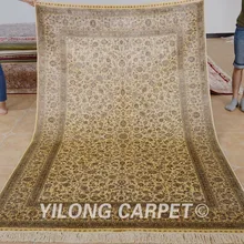 YILONG 5'x8 старинной ручной работы шелковый ковер в восточном стиле Бежевый ручной работы персидский ковер(YL1009