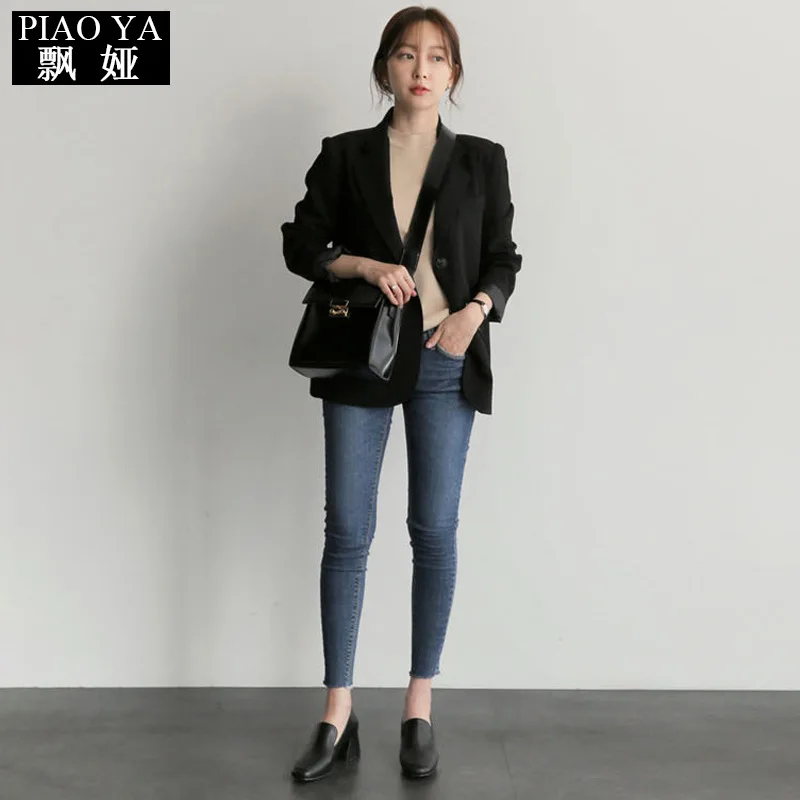 

Suit 2019 Online Celebrity Small Suit Coat Women's Versatile Short Short-height Slim Fit Korean-style CHIC Black, for Spring & A