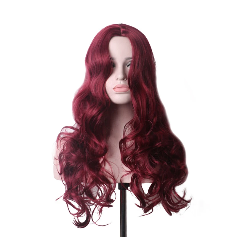 WoodFestival Wavy Heat Resistant Synthetic Hair Wigs For Women Long Cosplay Wig Pink Red Green Blue Purple Burgundy Blonde Ombre