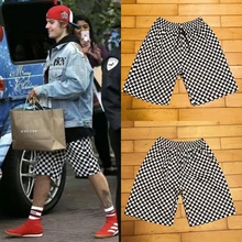 Kanye клетчатые шорты в клетку Лето 19SS High Street для мужчин и женщин хип-хоп Модные свободные спортивные пять брюк