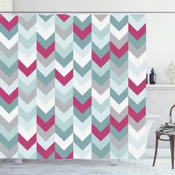 

Shower Curtain Set with Hooks 66x72 Inches Pink Zag Repeat Arrow Line Herringbone Chevron Zigzag Retro Abstract Design Trendy