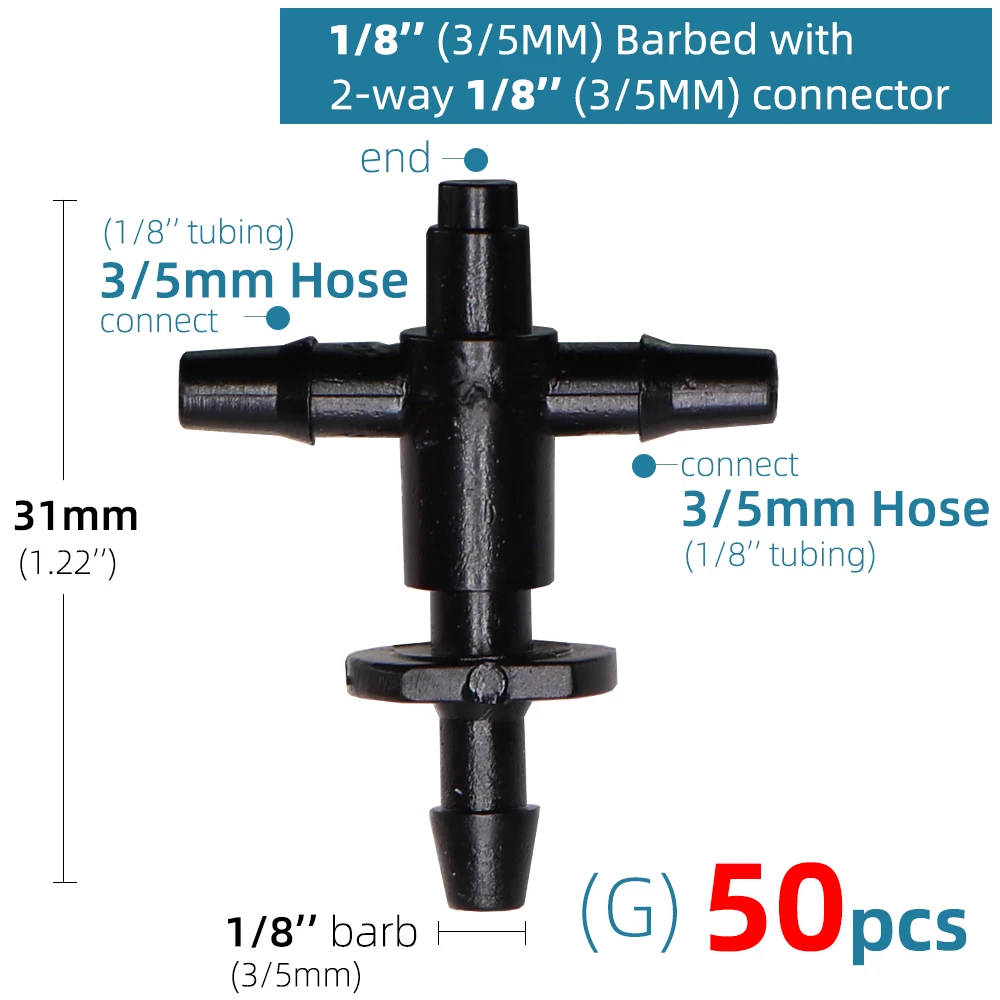 Garden 1/8" Drip Irrigation Sprinkler 4 Way Water Pipe Connector 4/7mm To 3/5mm Hose Bend Arrow Emitter Dripper Watering Fitting 6