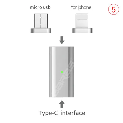 TypeC to micro 8PIN GARAS Тип-C на Micro/для iPhone Магнитный адаптер для iPhone/Android 3in 1 кабель для передачи данных конвертер адаптер Тип C на Micro USB C - Цвет: TypeC to micro 8PIN