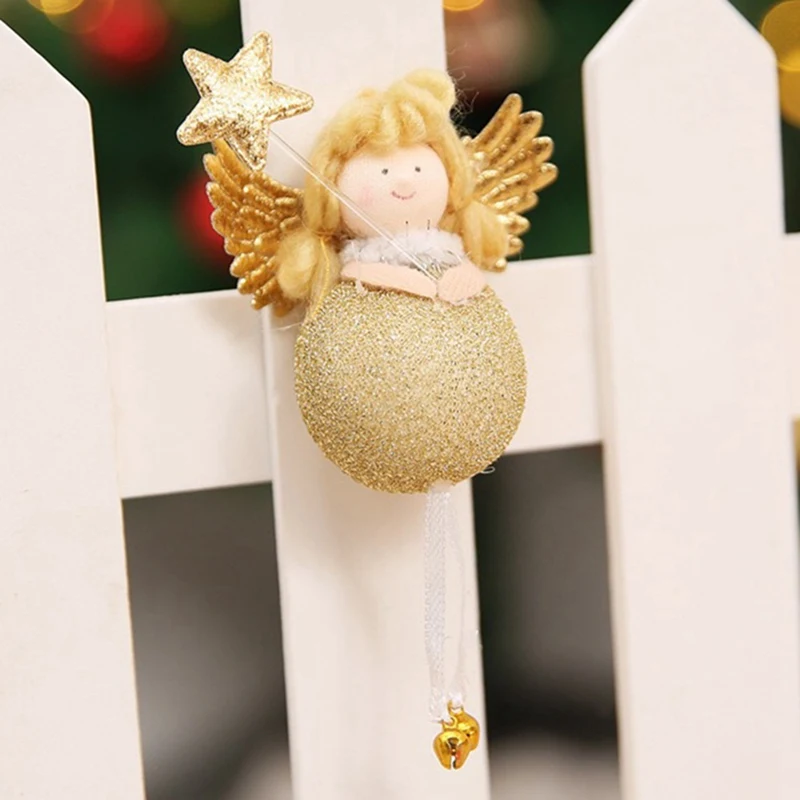 Ангел плюшевая кукла для девочек Снежинка Сердце Рождественский кулон Дети Рождественский подарок игрушка Рождественская елка украшения окно дисплей рождественские Вечерние