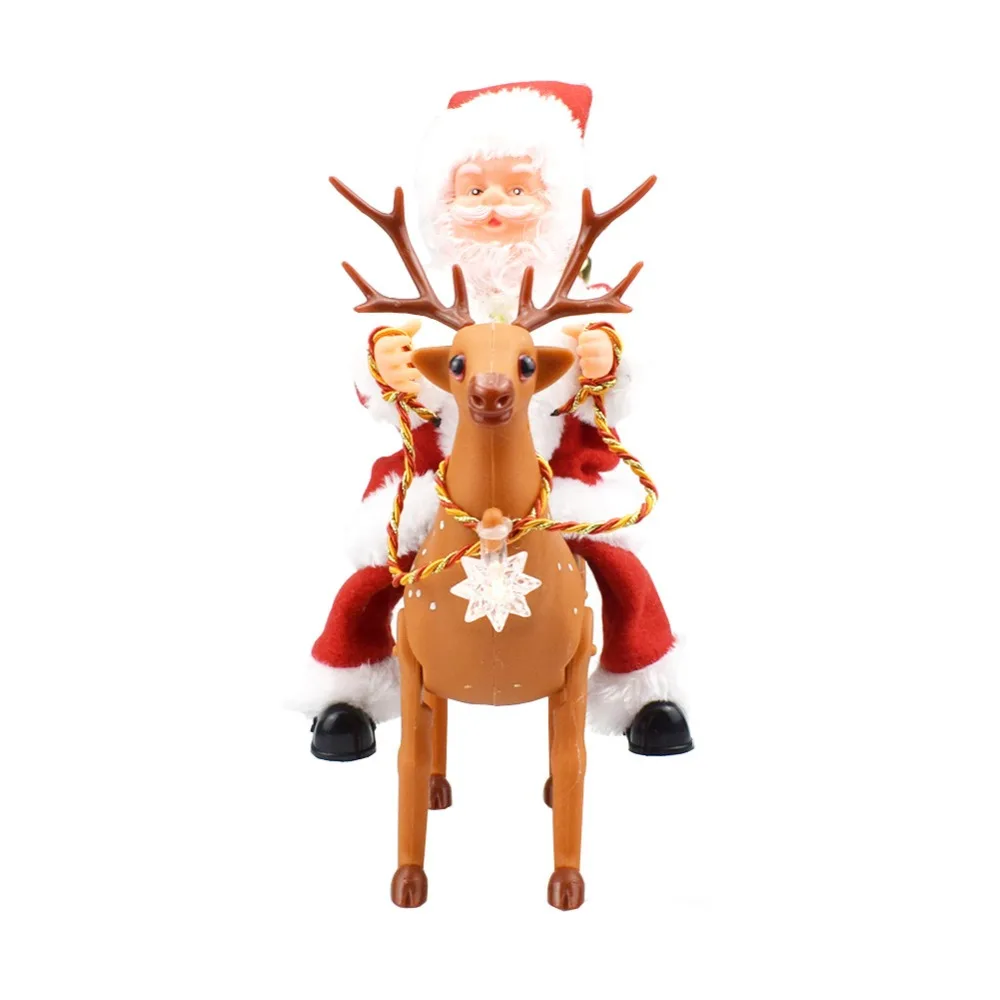 Рождественский подарок Электрический Санта Клаус езда олень музыкальная шкатулка плеер украшение игрушка Рождественский подарок новое украшение