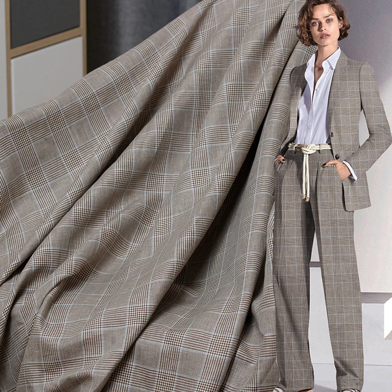 

The Cloth Camel Yarn Dyed Plaid Fabrics 100%Linen Flax Materials Autumn Pants Suits Sewing Cloth For Meter Tailor Freeshipping