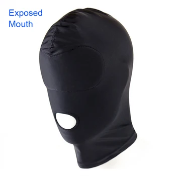 Sexy Eye Mask Fetish Open Mouth Hood Black Headgrar Adult Games Erotic Products BDSM Slave Bondage Sex Toys for Couples Women 18 5