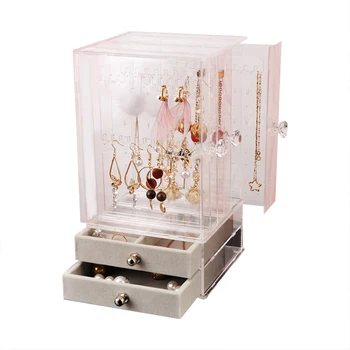 

New Fasion Acrylic Material Jewelry Display Holds Up Earrings Earring Holder And Jewelry Organizer Earring Showcase Stand Box