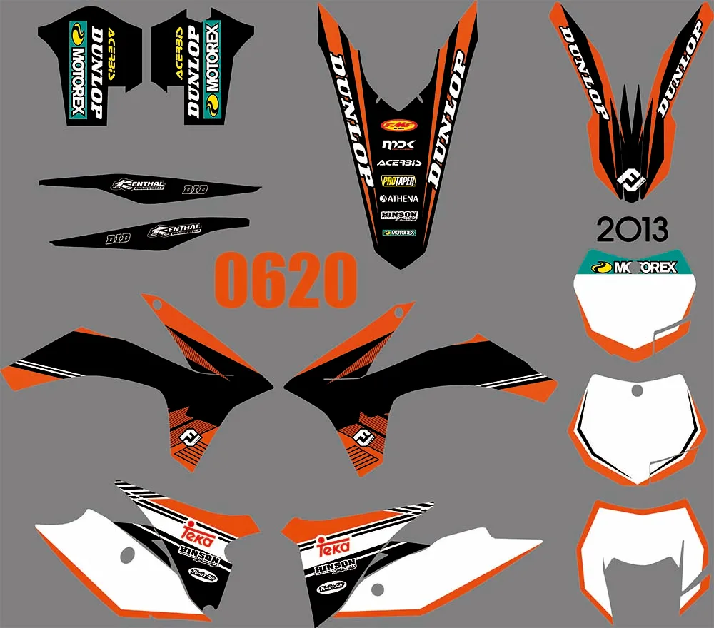 5 видов стилей TEAM графические фоны наклейки для KTM EXC 2012 2013 & XC 2011|Наклейки и