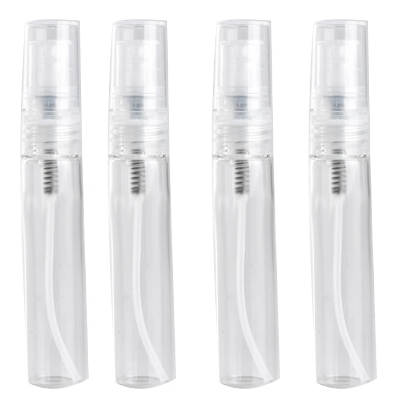 50pcs 2ML transparent mini perfume bottle atomized spray liquid container, sample pen bottle, small cosmetic packaging atomizer