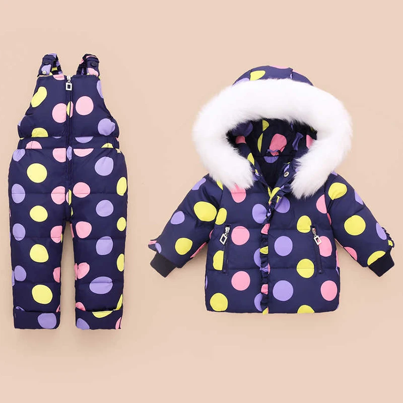 

Children Winter Clothes Set Duck Down Jacket Baby Ski Wear Girls Infant Kids Parka Snowsuit Warm Toddler Winter Coat + Jumpsuit