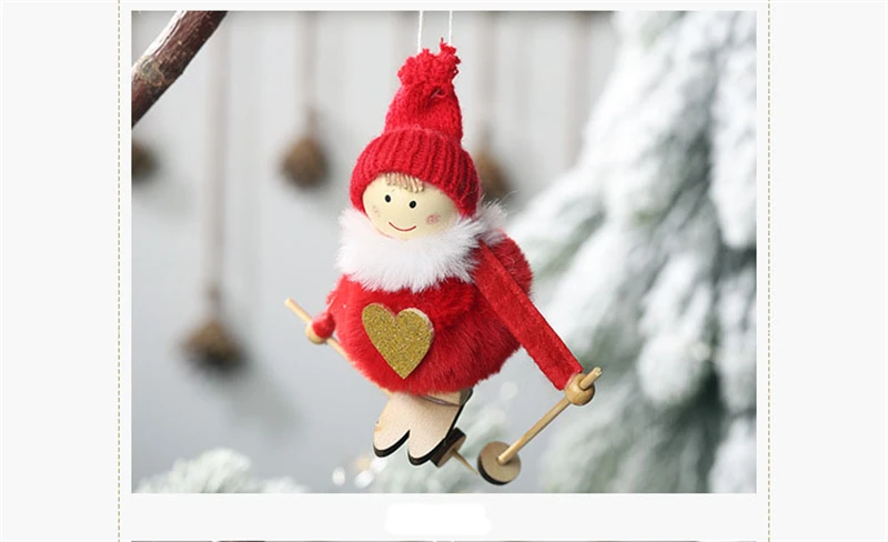 Рождественская елка помпоны Новогодняя кукла подвеска катание на лыжах Снеговик висячие рождественские украшения для дома подвесные рождественские товары AF212