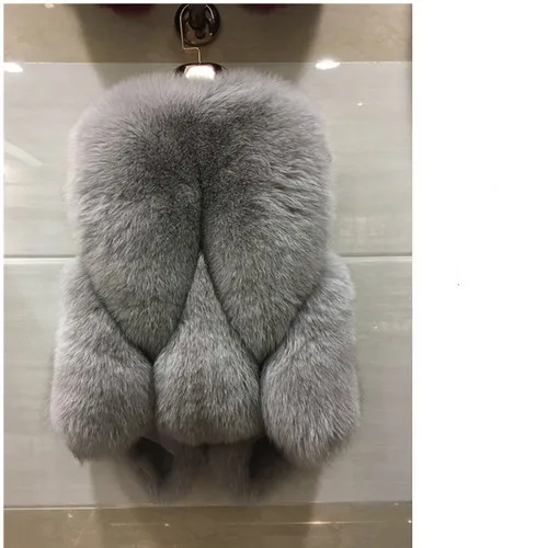 Light Grey Neploe женский жилет из искусственного меха лисы Элегантное зимнее плотное теплое пальто куртки без рукавов пальто из искусственного меха плюс размер жилеты 54526 - Цвет: Light Grey