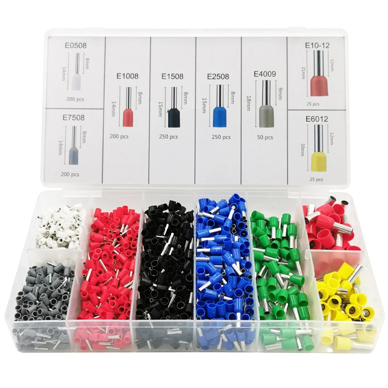

Tubular insulated terminal Crimping Tube Terminals Set Wiring Connector Crimp E0508 E7508 E1008 E1508 E2508 E4009 E6012 E1012