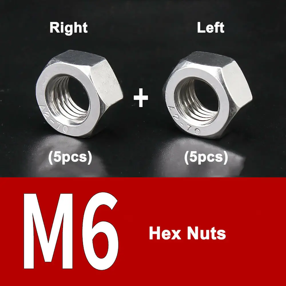 16mm A2 STAINLESS STEEL LEFT HAND REVERSE THREAD HEX HEXAGON FULL NUTS NUT M16 