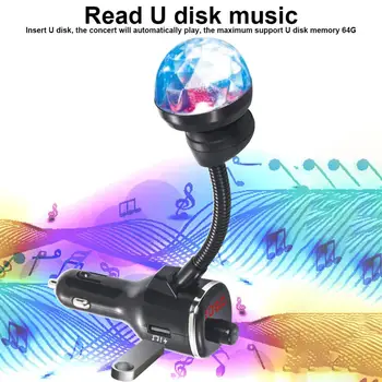

Car Charger with FM Transmitter Bluetooth 5.0 Audio MP3 Player TF Card U Disk Dual USB Car Phone Charger with Ambient Light
