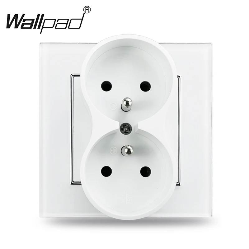 European Style Double French Socket, 16A, Wallpad White with Claws