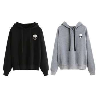 

Womens Winter Autumn Sweatshirt Alien Printed Funny Hoodies Loose Pullover Tops