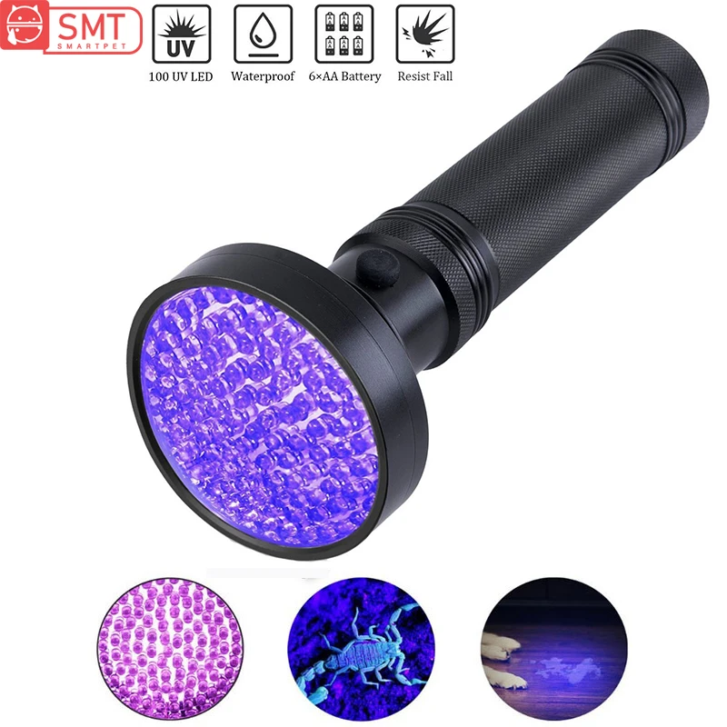 LED UV Flashlight Ultraviolet Torch With Zoom Function Pet Urine Stains Detector Scorpion Hunting Fluorescent Agent | Дом и сад