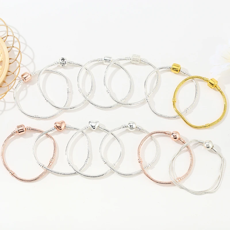 Charm Bracelets European Style Snake Chain DIY For Women Jewelry BAOPON Vintage Silver Plated bracelet jewelry