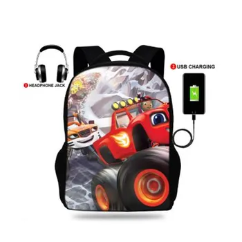 

17inch Blazing Speed Print Backpack Teenager Boys Kids USB Charger School Bag Students Children Mochila
