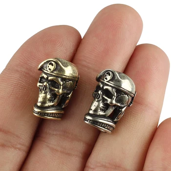

1pcs Brass Knife Beads Copper Hat Skull Lanyard Bead Paracord Buckle Outdoor EDC Knife Tool Pendant