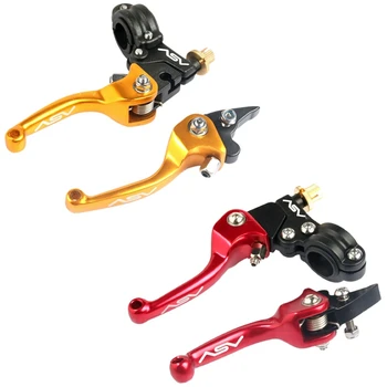 

2 Pair 7/8 Inch/22Mm Asv F3 Series Clutch Brake Folding Lever Fit Motorcycle Atv Dirt Bike - Gold & Red