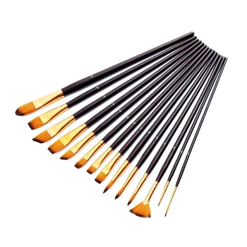 

15Pcs Artist Long Handle Synthetic Paint Brush Set Multi Functional Watercolor Gouache Oil Acrylic Brush Set