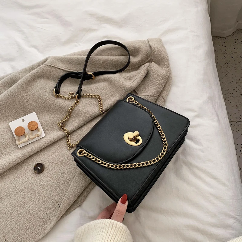 

Pure Color PU Women Bags Luxury Designer Shoulder Messenger Bag Fashion Chain Bag 2020 New Casual Women Bags