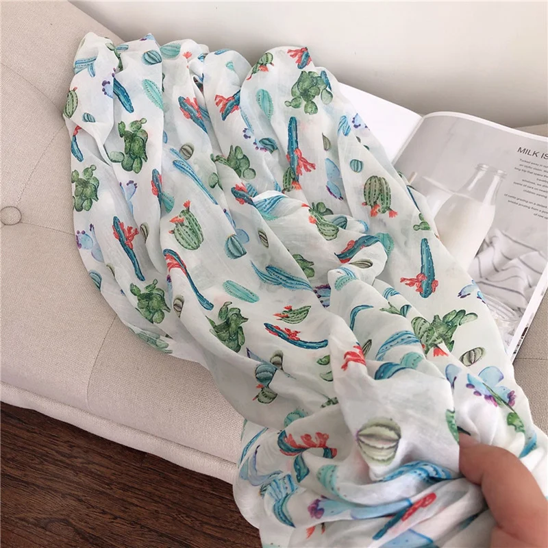 

NEW cotton hijab scarf bohemian summer plant pattern fashion scarves and shawls echarpe luxury women muslim printe hijabs