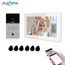 Jeatone – visiophone sans fil IP 7 pouces, interphone vidéo Wifi, pour appartement, sonnette extérieure, unité avec déverrouillage par empreinte digitale