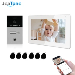 Jeatone interfone com vídeo sem fio, interfone com desbloqueio por impressão digital e wi fi, monitor de apartamento, campainha, área externa, unitd