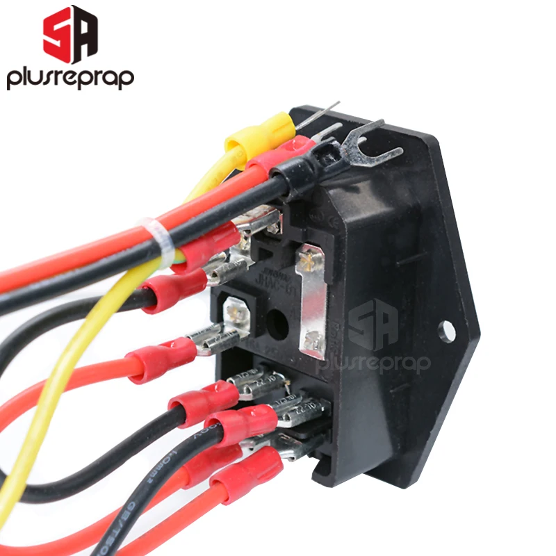 15A 250V 전원 스위치 3D 프린터용 퓨즈가 있는 구리의 빨간색 트리플 로커 스위치 삼각대 피트가 있는 AC 3핀 전원 소켓