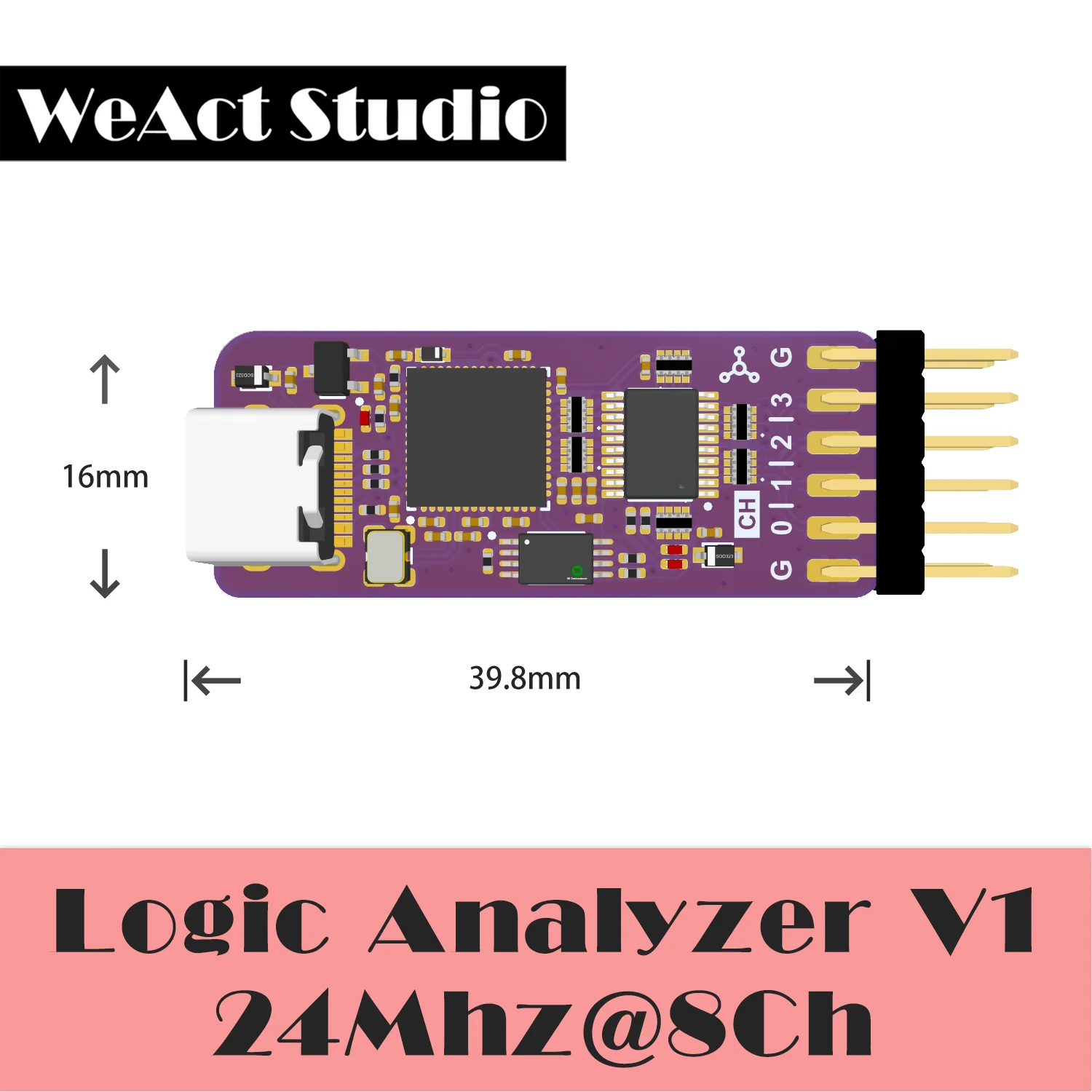 Weact Usb Analisador de Lógica Dla Mini 24mhz 8ch Canais Ferramenta de Depuração de Ferragem 5v Mcu Braço Fpga Depurador - Imagem 3