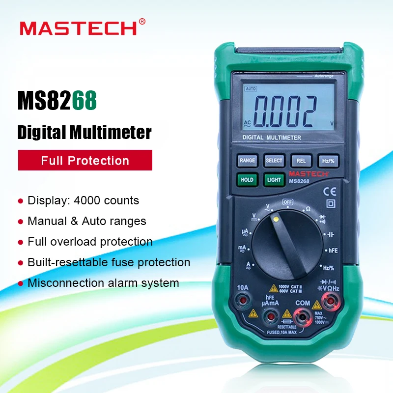 Цифровой Мультиметр MASTECH MS8268 автоматический амперметр с полной защитой