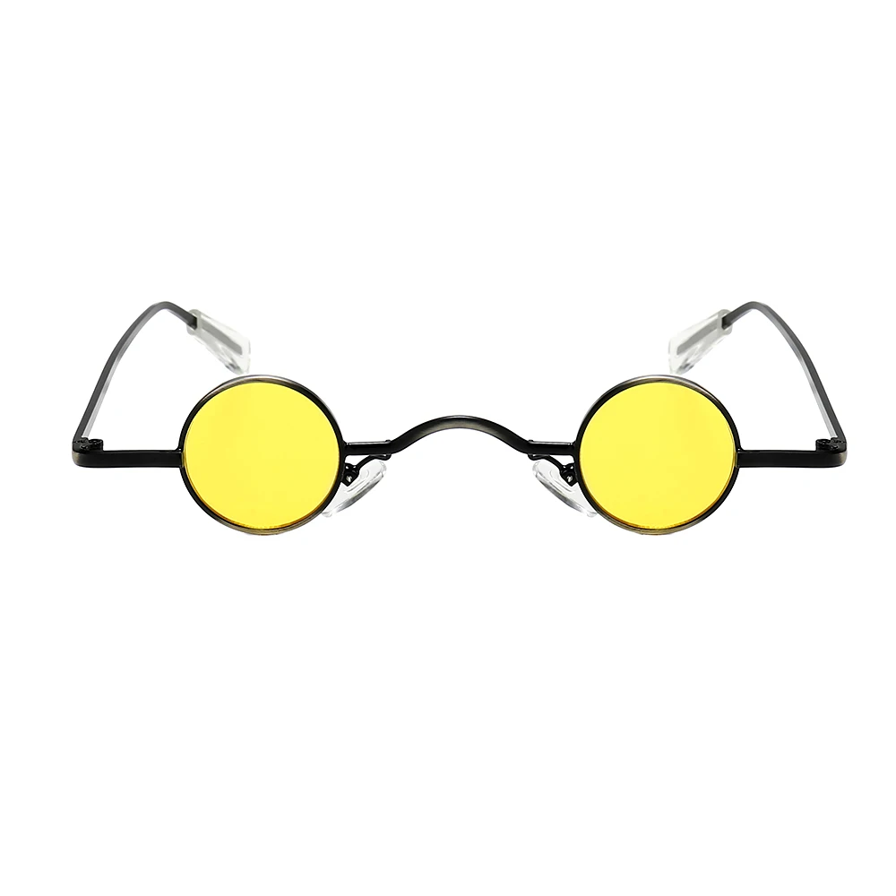 Mini gafas de sol redondas con marco de Metal para hombre, lentes de sol Retro con marco redondo pequeño, accesorios para el cuidado de los ojos, dorado, Negro, Rojo ► Foto 3/6