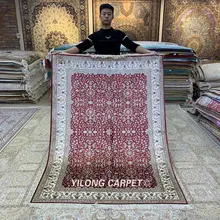Yilong 4,5 'x6. 5' гом шелковые ковры классические восточные персидские ковры для спальни ручной работы(HF320B