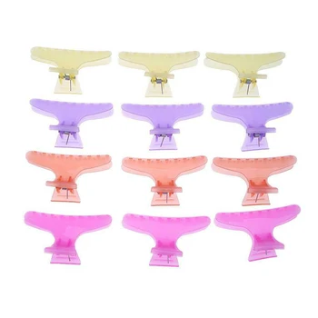 

12PCS 4 Colors Butterfly Salon Hairdressing Tool Clamps Perm Clip Hair Claw Hairdressing Styling Auxiliary Positioning Clip