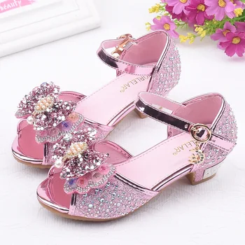 

AFDSWG summer new girls sandals fashion princess shoes student performance shoes little girl crystal children high heels
