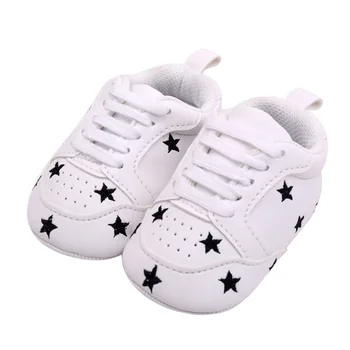 

6 colors Baby Shoes Newborn Boys Girls Heart Star Pattern First Walkers Kids Toddlers Lace Up PU Sneakers 0-18 Months