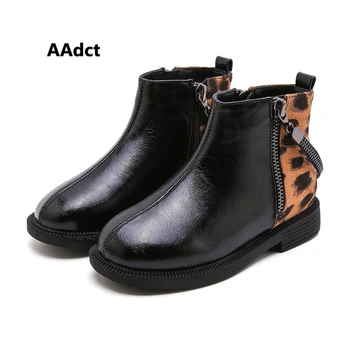 

AAdct 2019 girls boots new winter cotton warm Handsome Leopard little kids boots for girls short children shoes High-quality