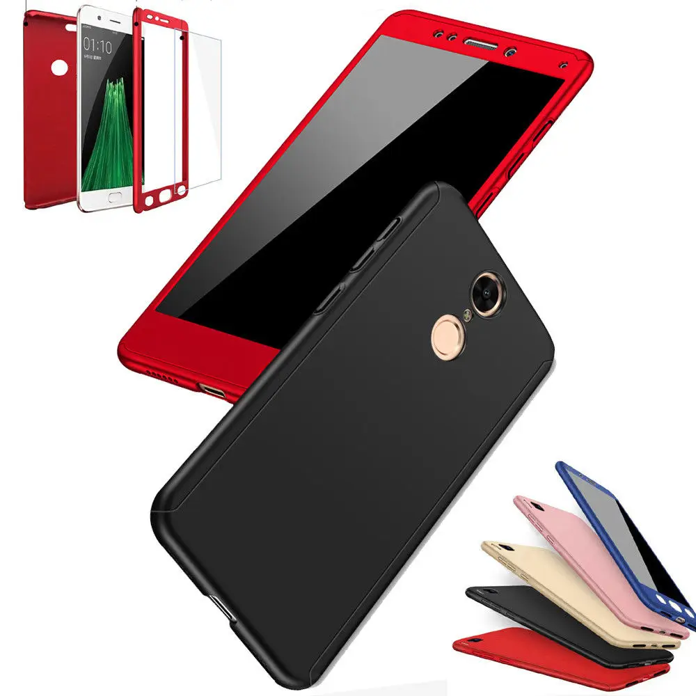 360 Degree Full Cover Case plus Tempered Glass For Xiaomi Redmi 4A 4X 5 5A Plus 6 6A S2 Note 4 4X Note 5A Prime Pro 6 Pro