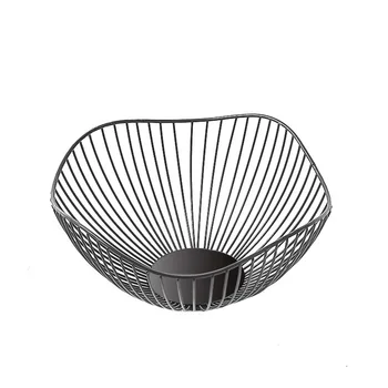 

Vegetables Iron Art Desktop Drain Kitchen Organizer Nordic Style Living Room Easy Clean Fruit Basket Pierced Wired Wave