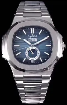 

Classic New Automatic Mechanical Men Watch Sapphire Glass Back DayDate Transparent Moon Phase Blue Multiple Time Zone Sport