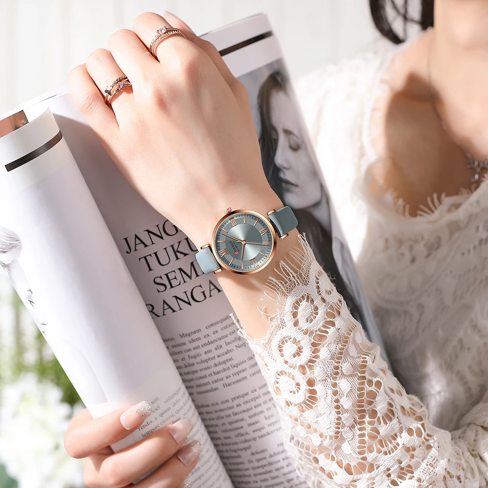 CURREN Luxury Brand New Watches for Women Simple Quartz Leather Clock Female Elegant Wristwatches 5