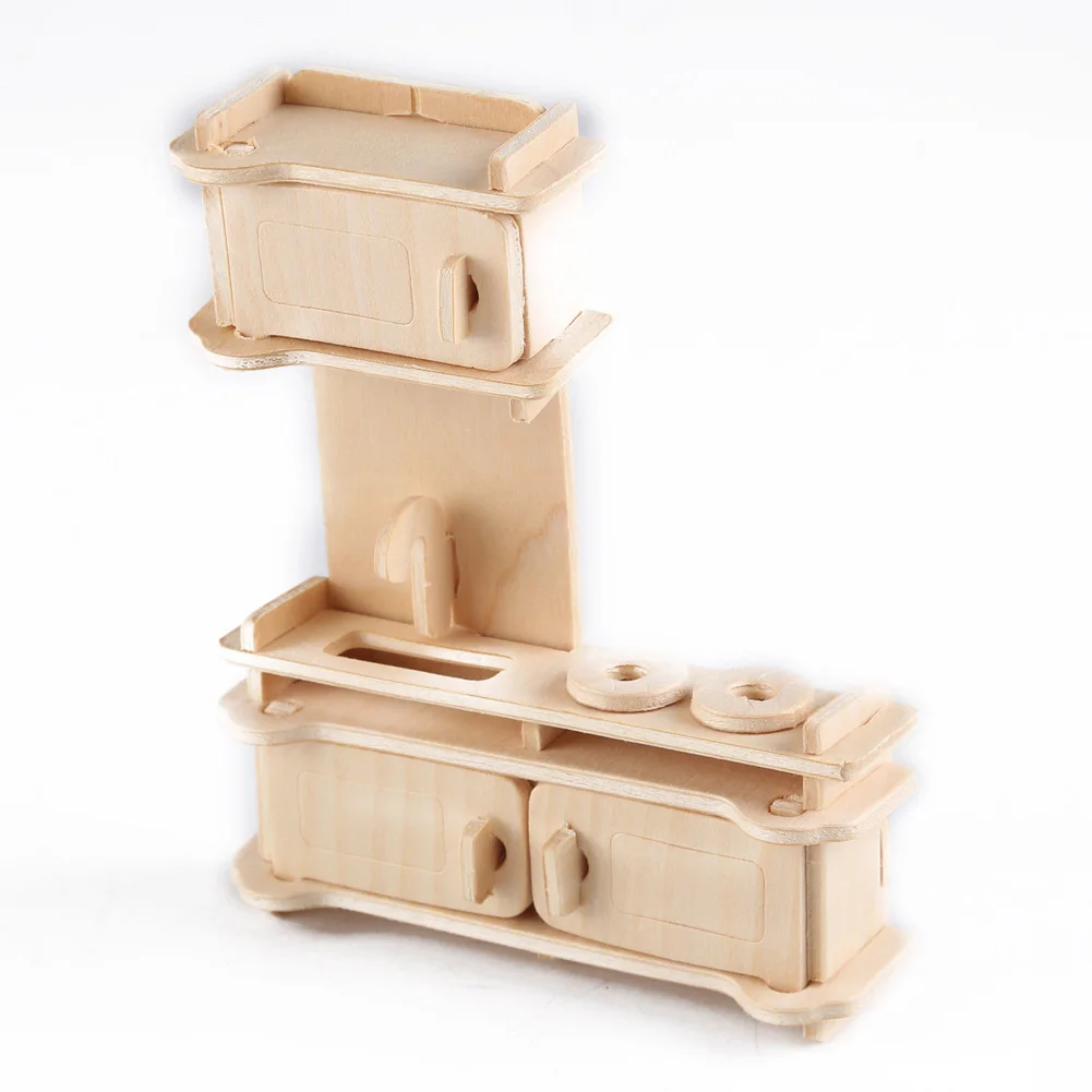 34 шт./компл. DIY игрушки дом Дети Винтаж 3D модель мини мебель подарочные куклы деревянные