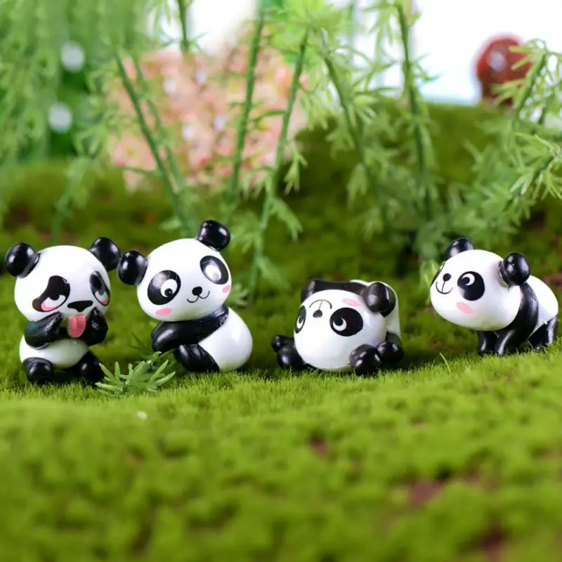 8 Pc Pvc Panda Kecil Patung Patung Peri Taman Miniatur Ornamen