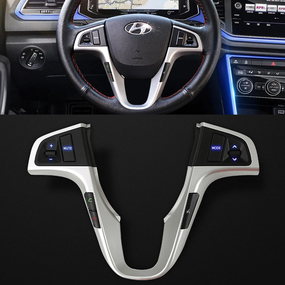 

For Hyundai VERNA SOLARIS Multi-function Steering Wheel Buttons Audio Volume Music Control Switch Blue Backlight With Bluetooth